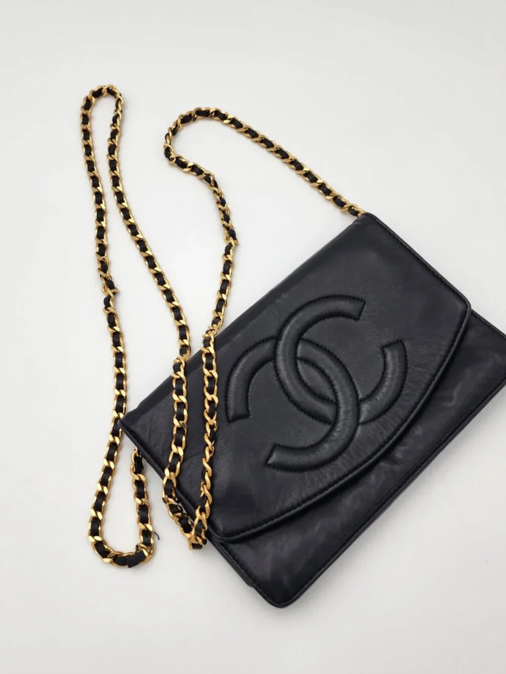 Chanel Vintage Series 3 WOC Leather Black Chain Link Shoulder Bag